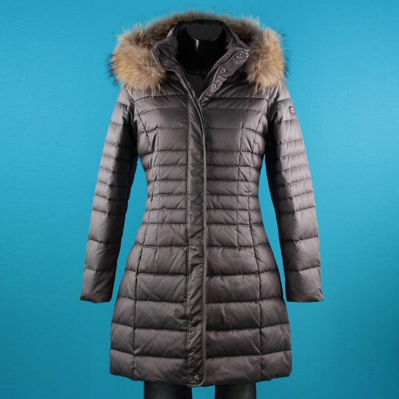 piumino donna lungo grigio